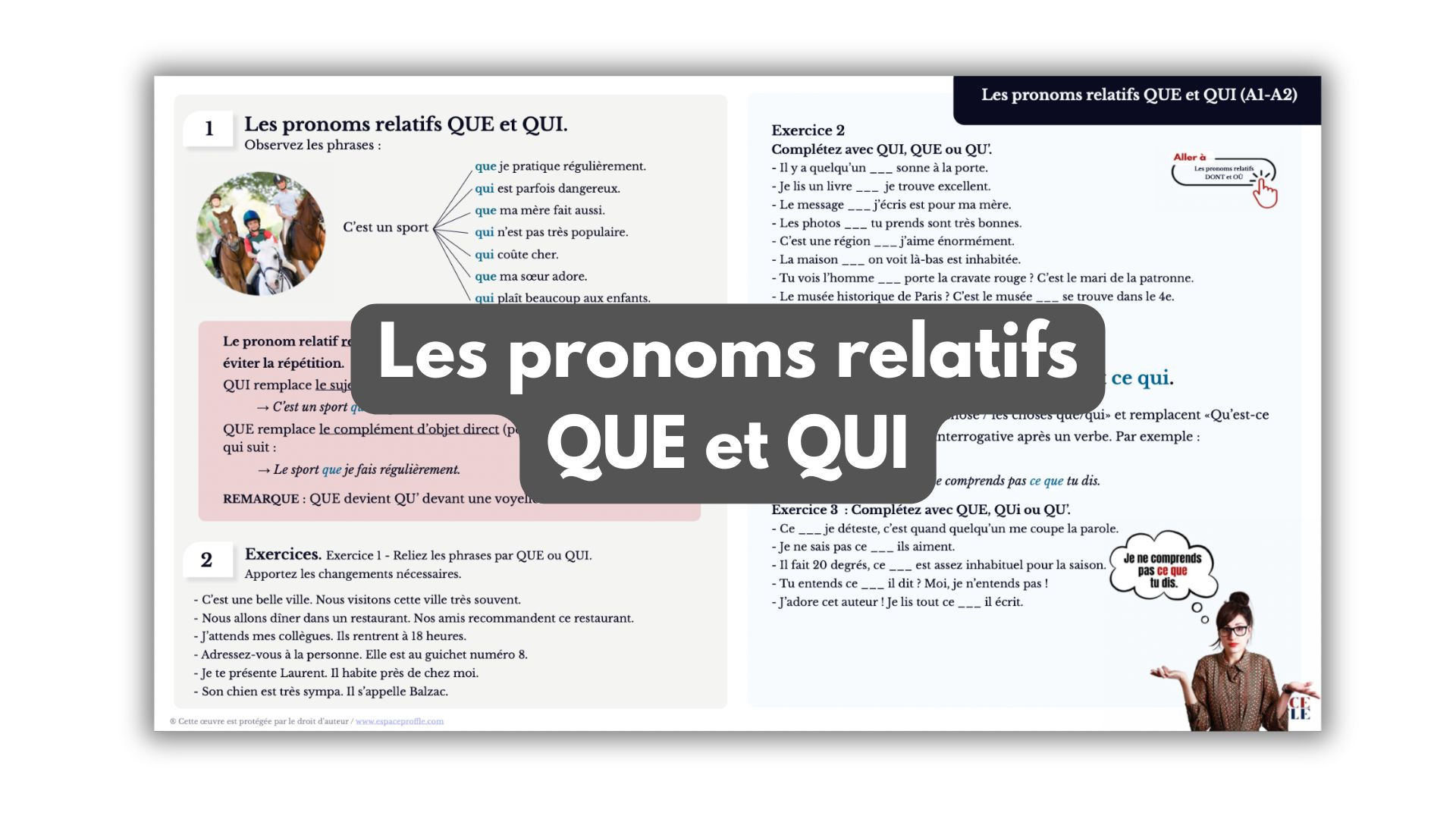 Les pronoms relatifs QUI et QUE / Relative Pronoun “qui” and "que